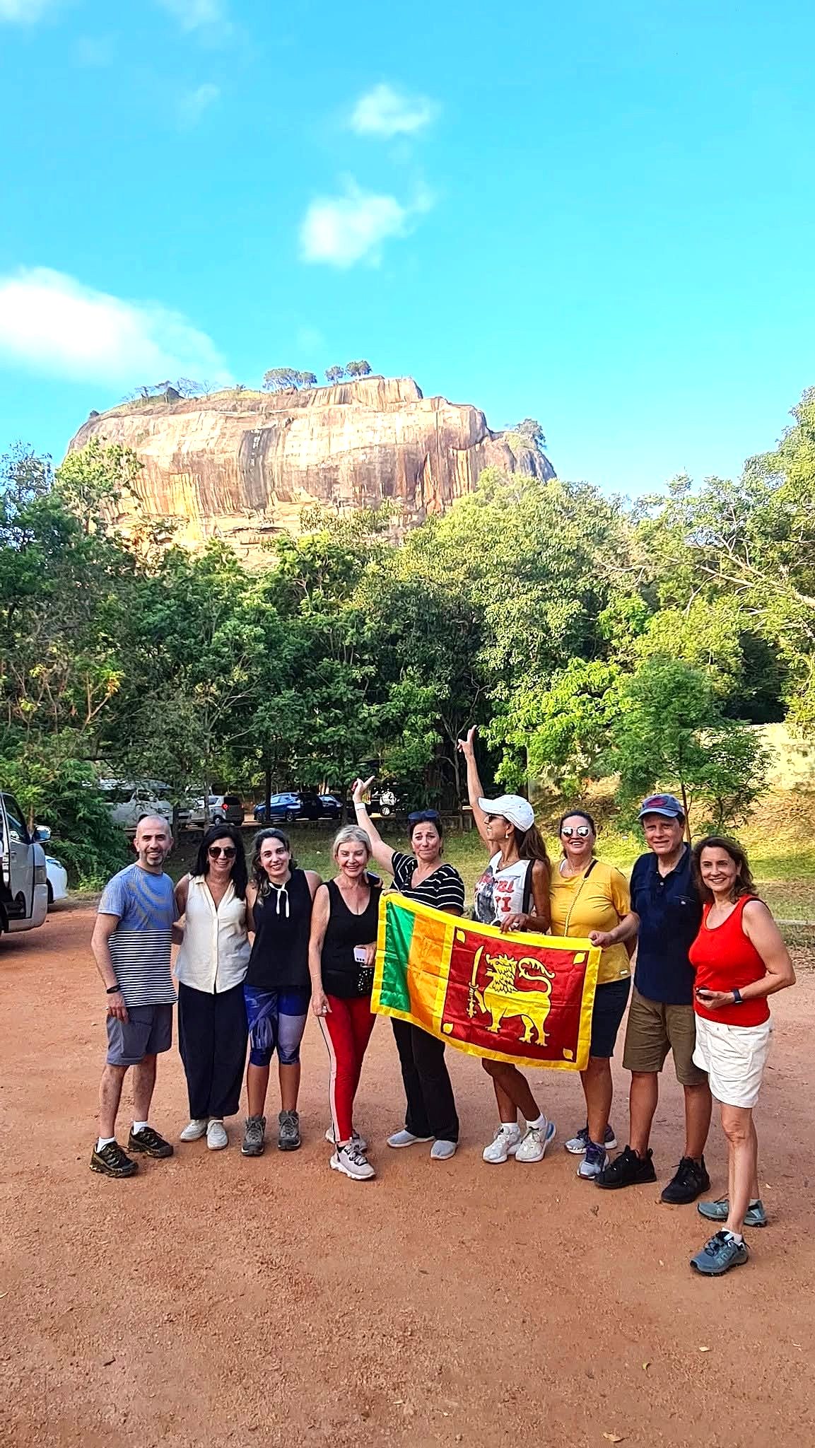 A happy group of Volata Travels guests at Sigiriya, Sri Lanka